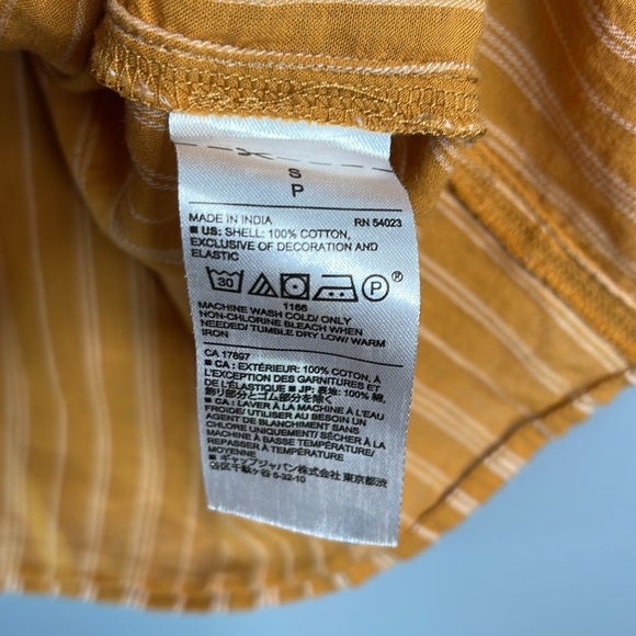 Banana Republic Striped Embroidered Smock-Neck Tank Top Honey Orange Ruffled S - Picture 7 of 9